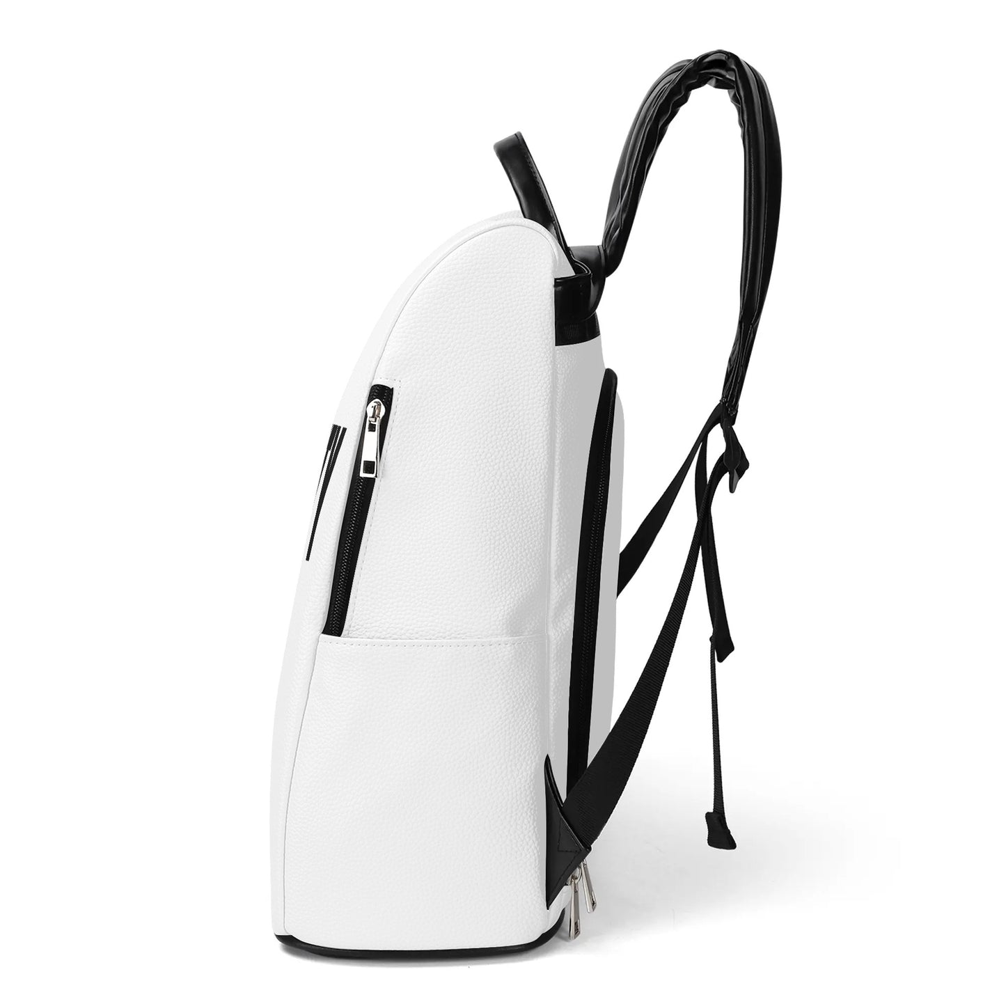 ALL WHITE VEGAN LEATHER ANTI-THEFT BACKPACK