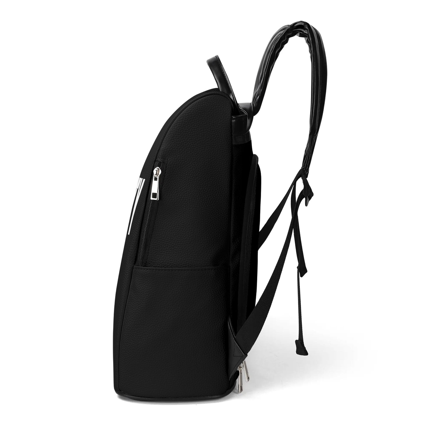 ALL BLACK VEGAN LEATHER ANTI-THEFT BACKPACK