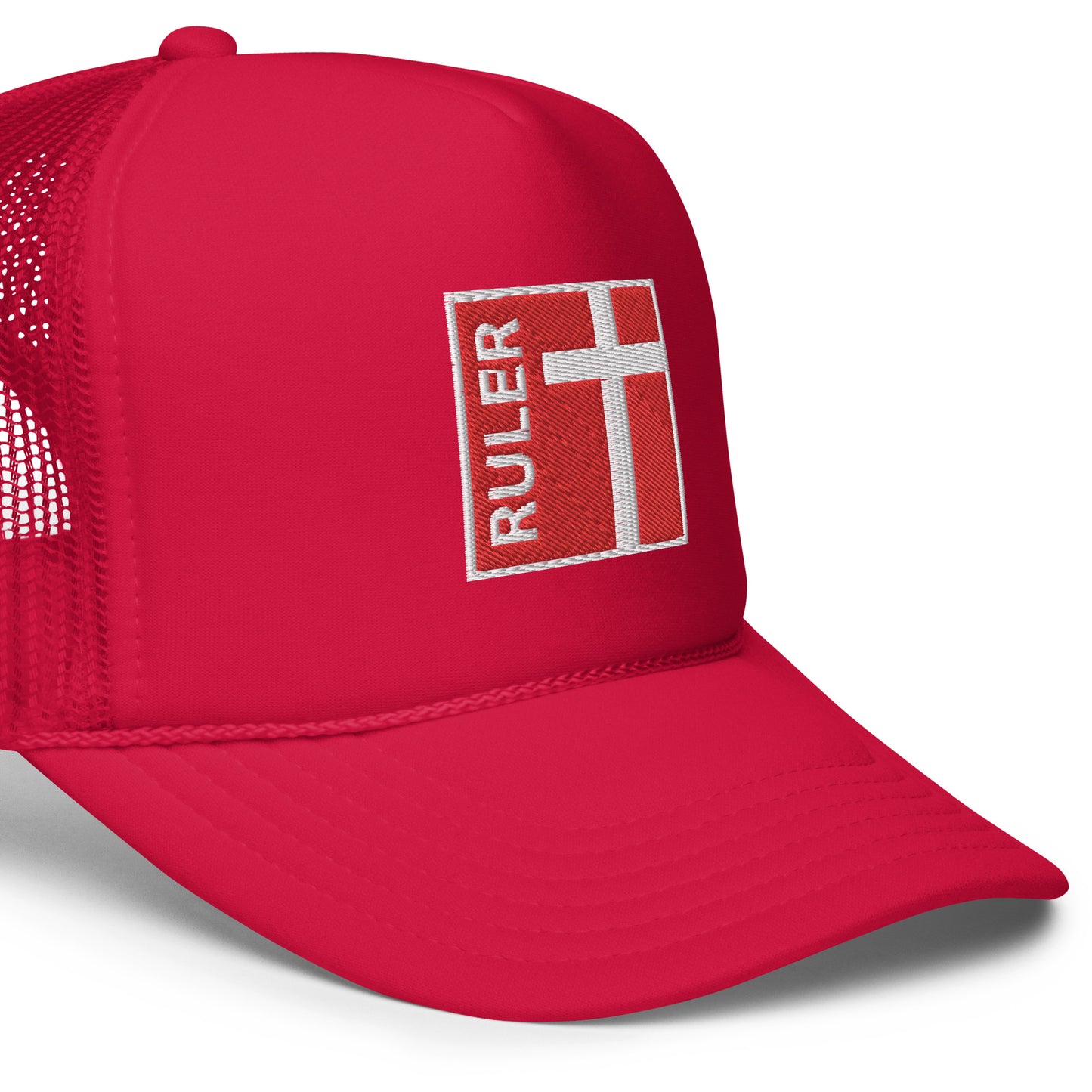 "CHRIST IS MY RULER" FOAM TRUCKER HAT - RED N' WHITE